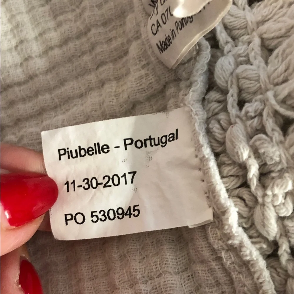 PIUBELLE PORTUGAL LAVENDER WAFFLE WEAVE THROW W FRINGE • 💯% COTTON • 72” x 46”